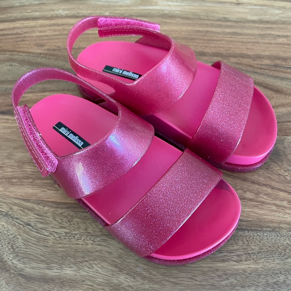 NEW Mini Melissa Cosmic Sandal, Pink Glitter size toddler 9